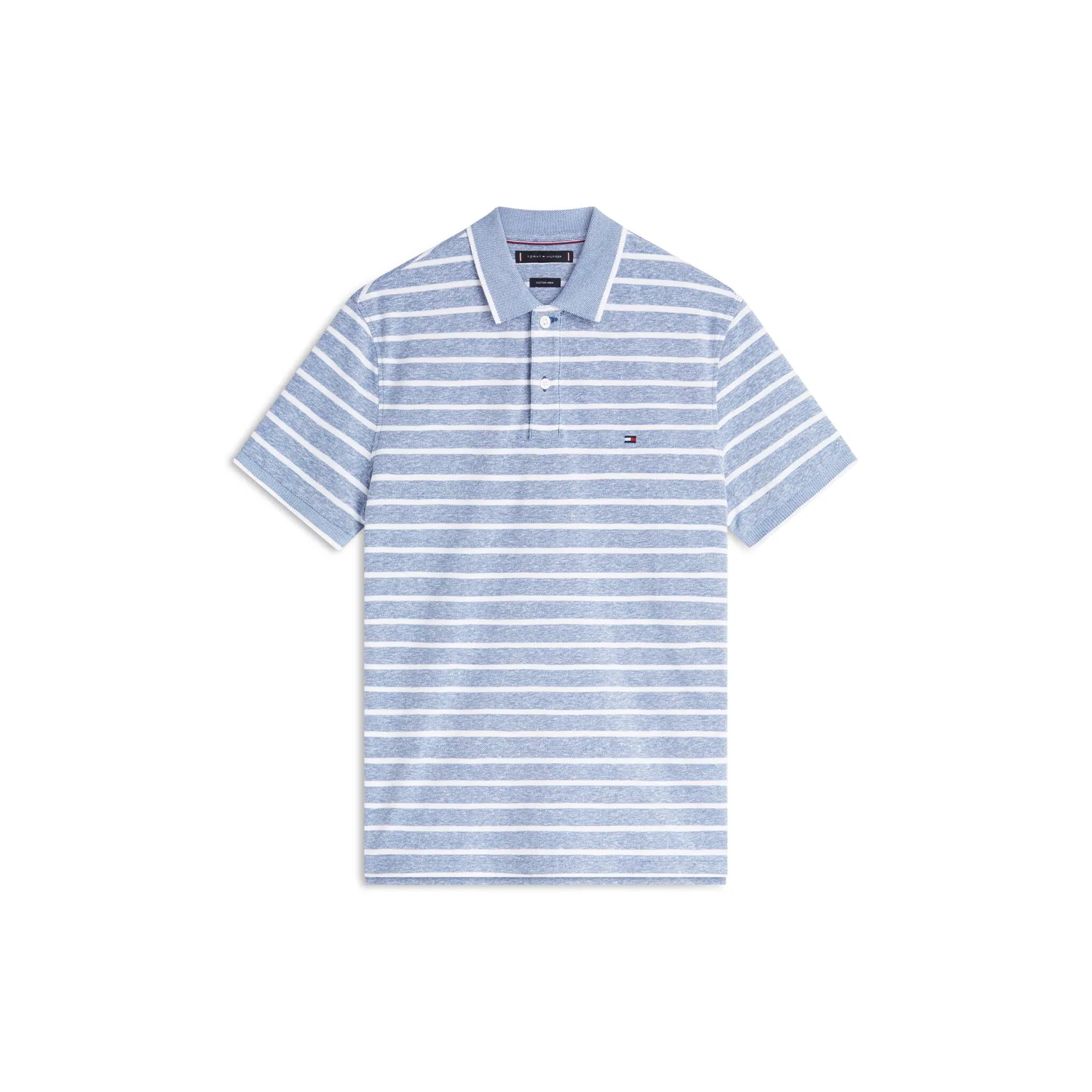 Мужское поло Regular Fit из льна и хлопка Tommy Hilfiger, Blue Jean/White — фото 4