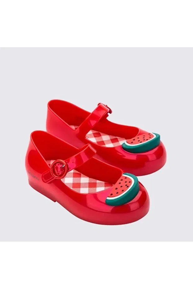 Детские балетки для девочек с принтом арбуза Mini Melissa, Red — фото 2