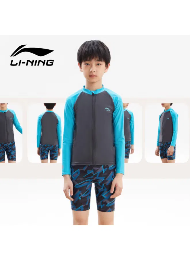 Комплект для плавания детский с длинным рукавом Li-Ning, серо-синий — фото 3