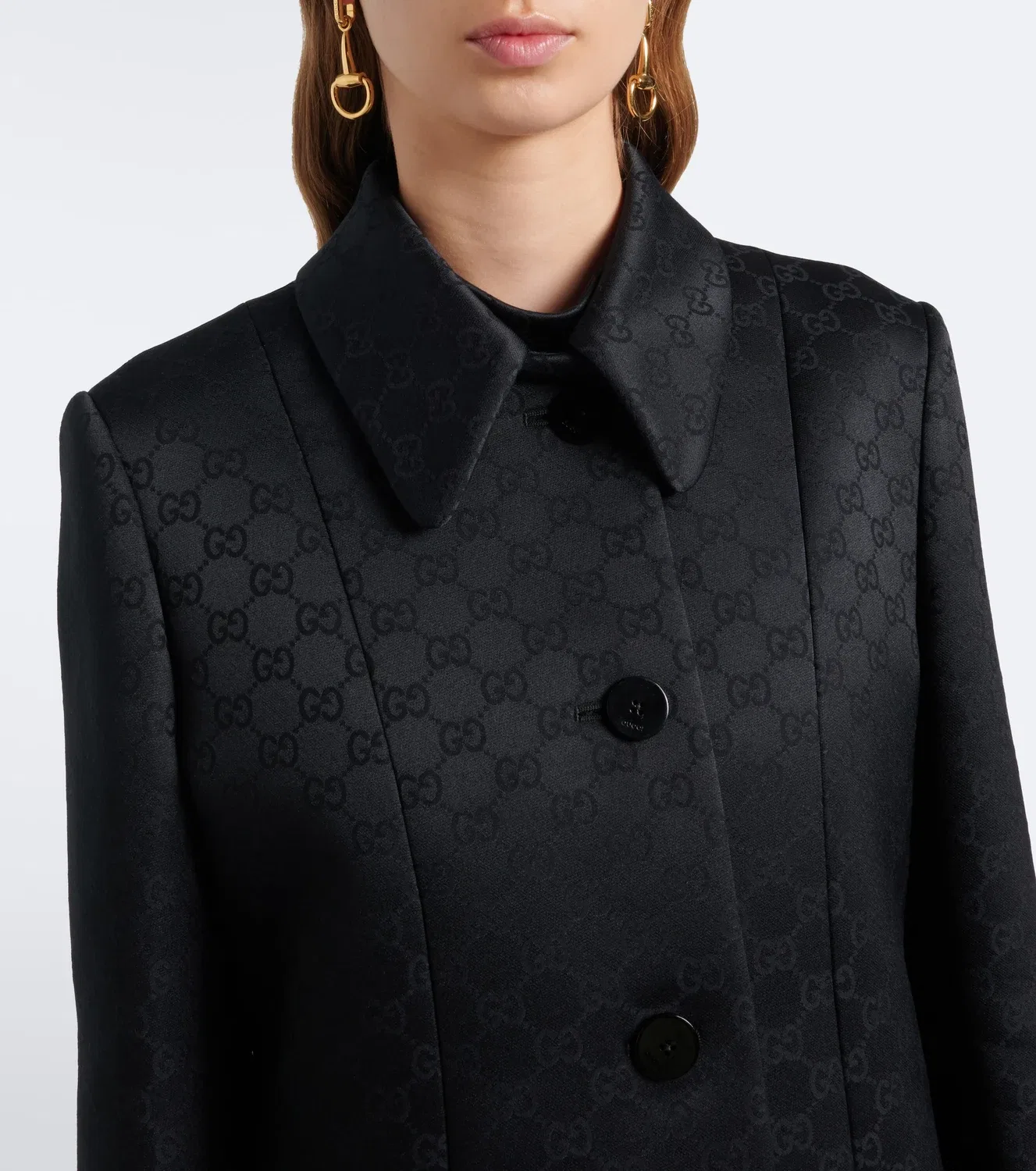 Пальто из жаккардовой ткани GG Gucci, черный — фото 3