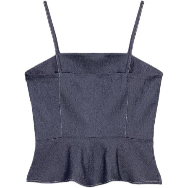 Женская майка на бретелях прямого кроя Indigo ZARA, Indigo — фото 3