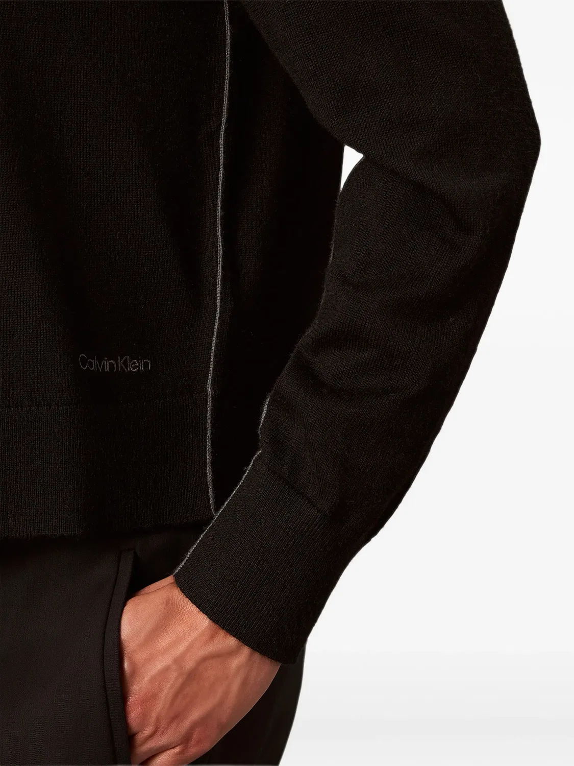 Кардиган с вышитым логотипом Calvin Klein, черный — фото 3