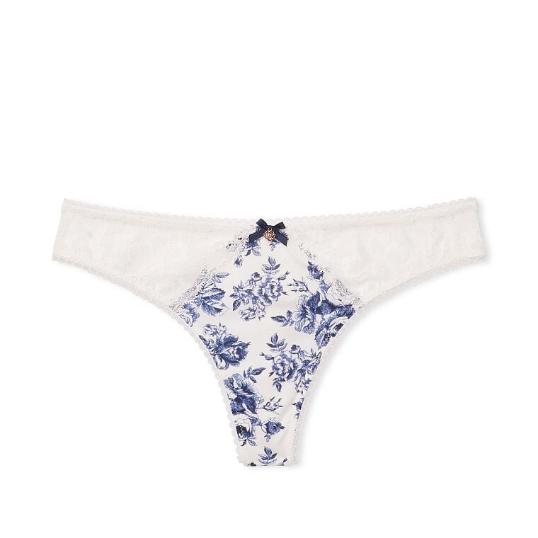 

Трусы Victoria`s Secret Lace-Front Thong, белый/синий