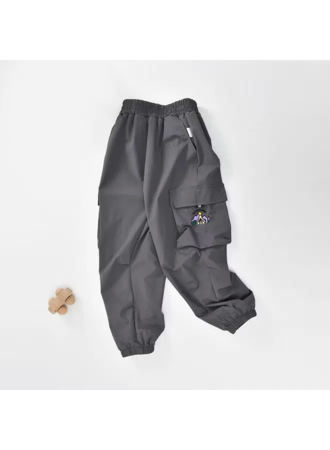 Штаны спортивные с большими карманами, модель Cargo Joggers, Bornbay, темно-серый — фото 3