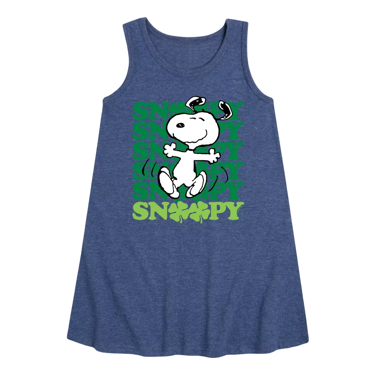 Детское платье-трапеция без рукавов Snoopy Clover Dance Peanuts, Heather Navy