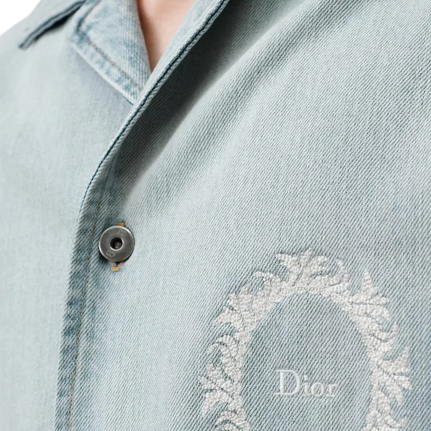 Мужская рубашка с воротником и прямым кроем DIOR, Light Blue — фото 4