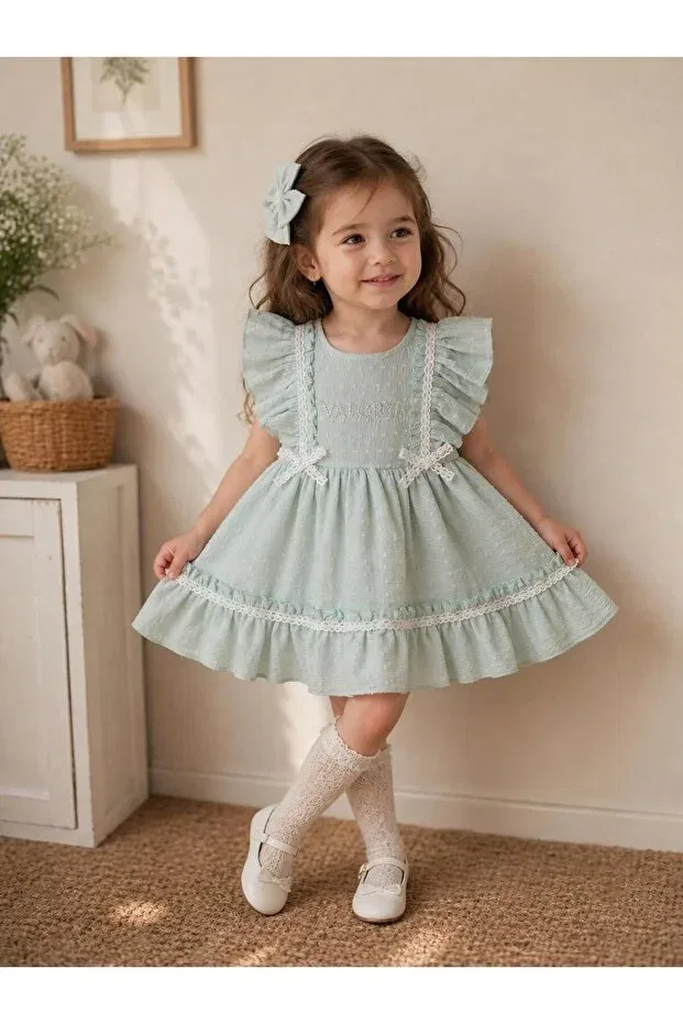 Детское платье для девочек с воротником-стойкой Gül Baby, Turquoise