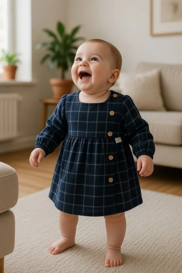 Детское платье для девочек с длинным рукавом Bebetto, Navy Blue — фото 4