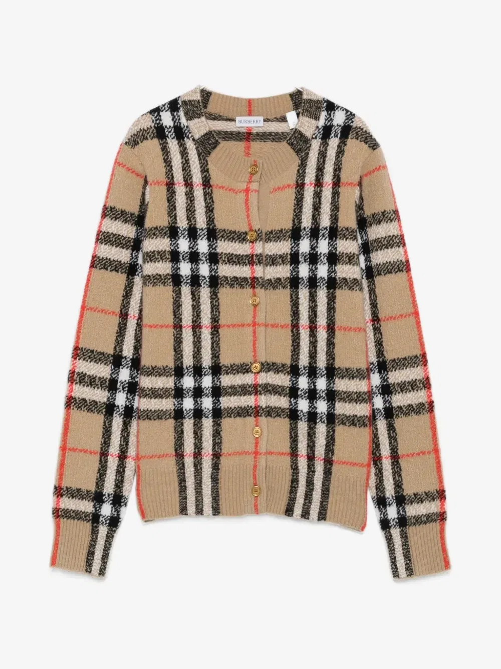 Кардиган на пуговицах с клетчатым узором BURBERRY, бежевый