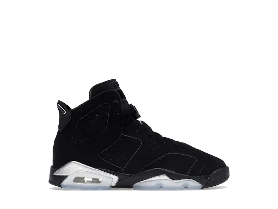 Детские кроссовки Lifestyle с принтом Jordan 6 Retro Chrome, Black/Black/Metallic Silver