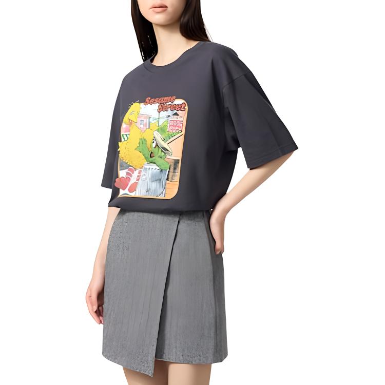 Футболка Unisex Sesame Street X Sesame Street Collaboration Dark Gray UNIQLO, темно-серый — фото 4