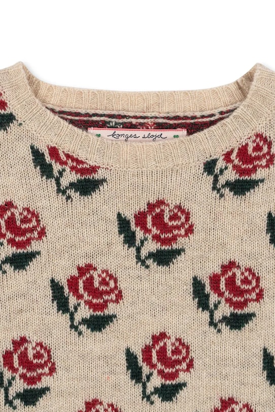 Детское платье с добавлением шерсти BELOU KNIT DRESS Konges Sløjd, бежевый — фото 3