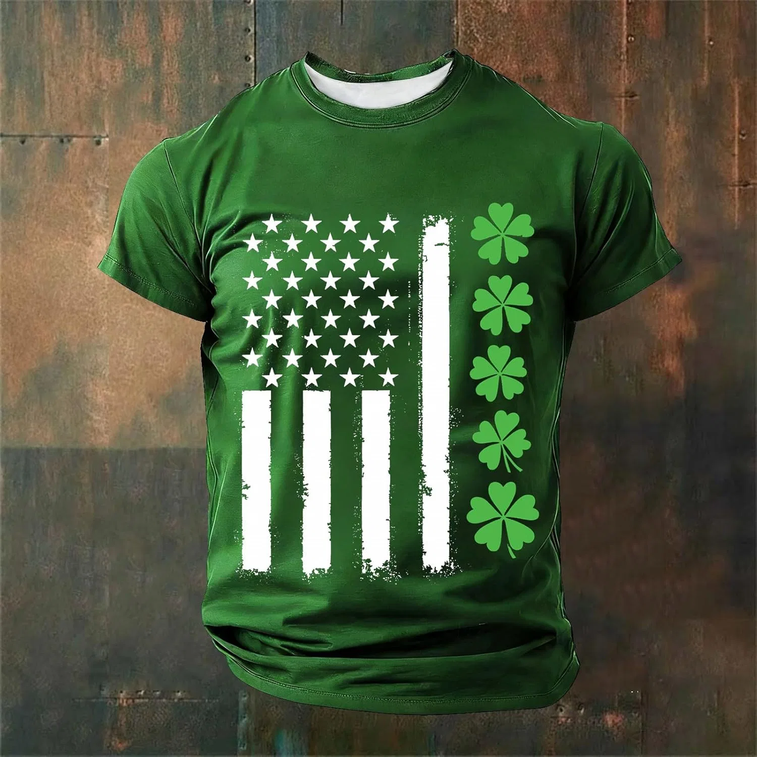 Мужская футболка с принтом Shamrock St. Patrick's Day, Green — фото 2