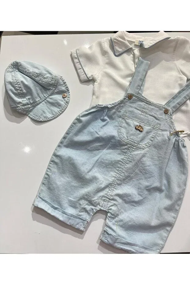 Детский комбинезон для мальчиков джинсовый Tencel Denim Baby Boy Salopet Noy Noy, Blue — фото 2