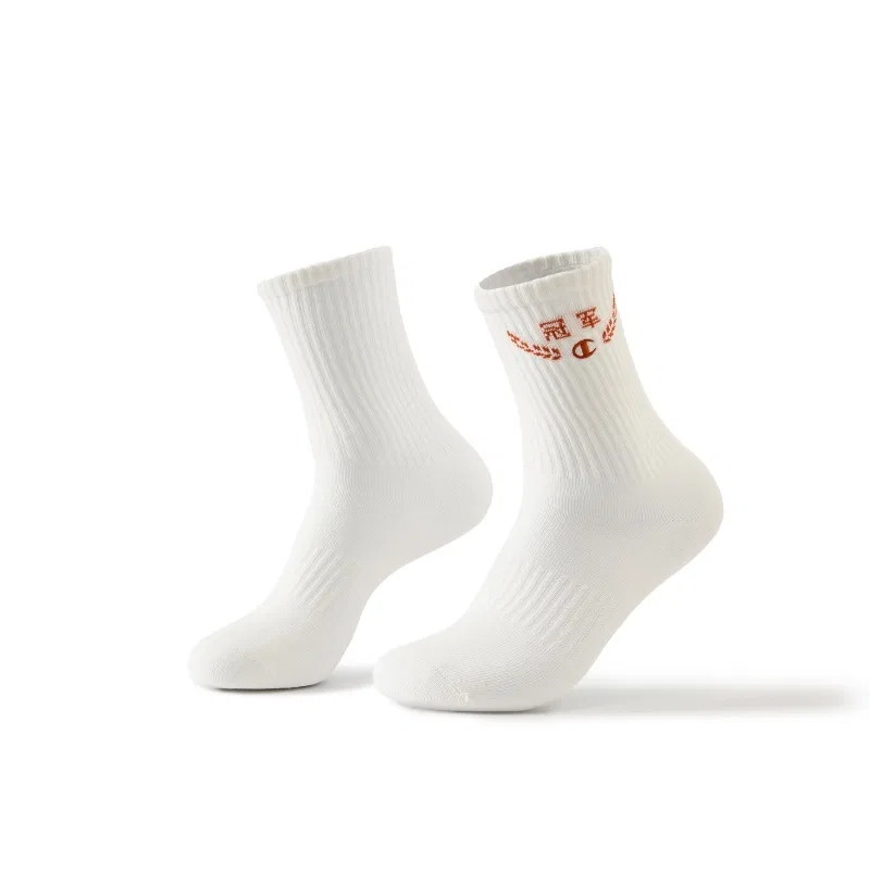 Детские носки с принтом Champion, Milk White/Clay Red — фото 3