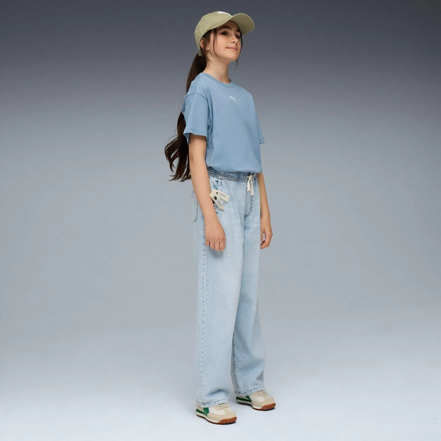Детская футболка Puma Ess Boxy Tee G, Cool Blue, Blau Weiss Mediterranes Blau — фото 3