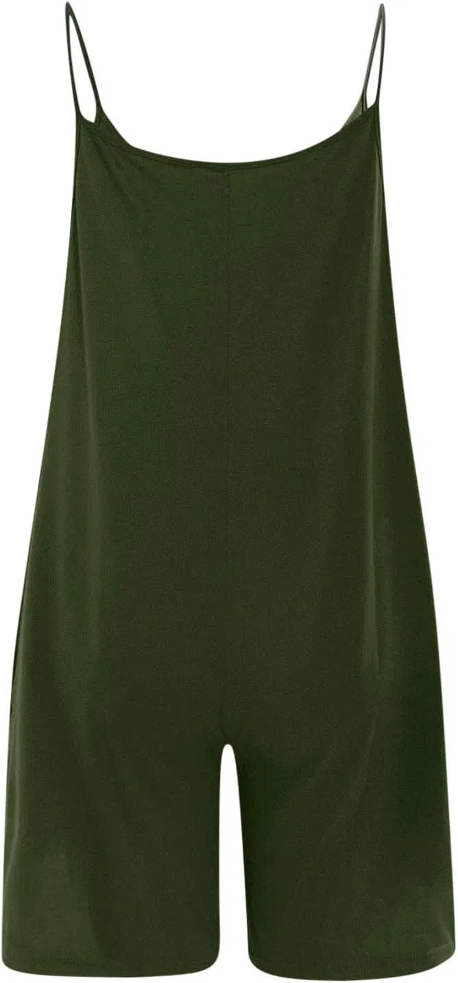 Женский свободный комбинезон с широкими штанинами, модель hawaiian outfits for women, Army Green — фото 2