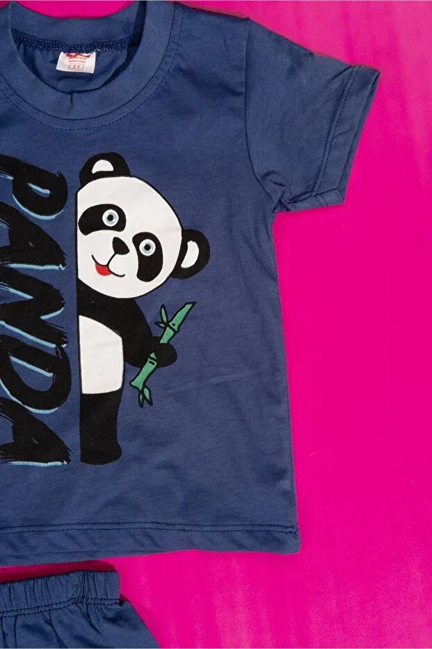 Детский комплект шорт для мальчиков с принтом Panda Agugu, Blue — фото 3