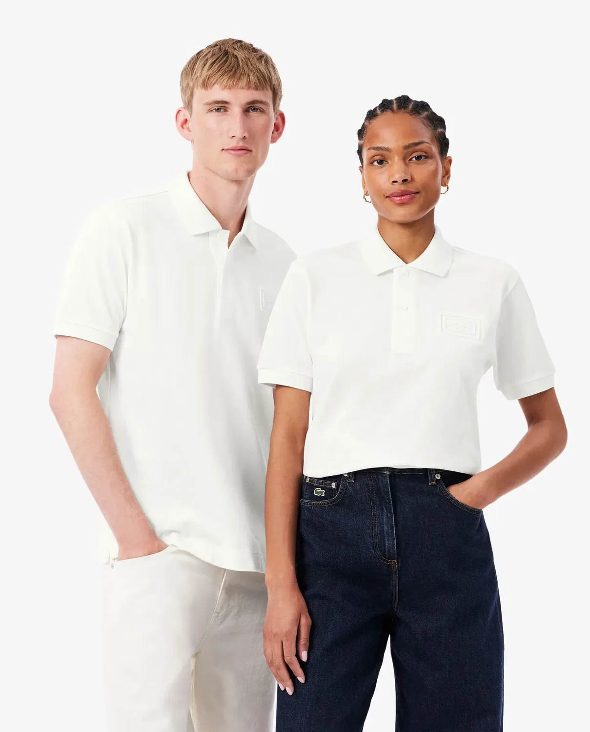 Мужское поло классического кроя с рельефным брендированием Lacoste, Blanco