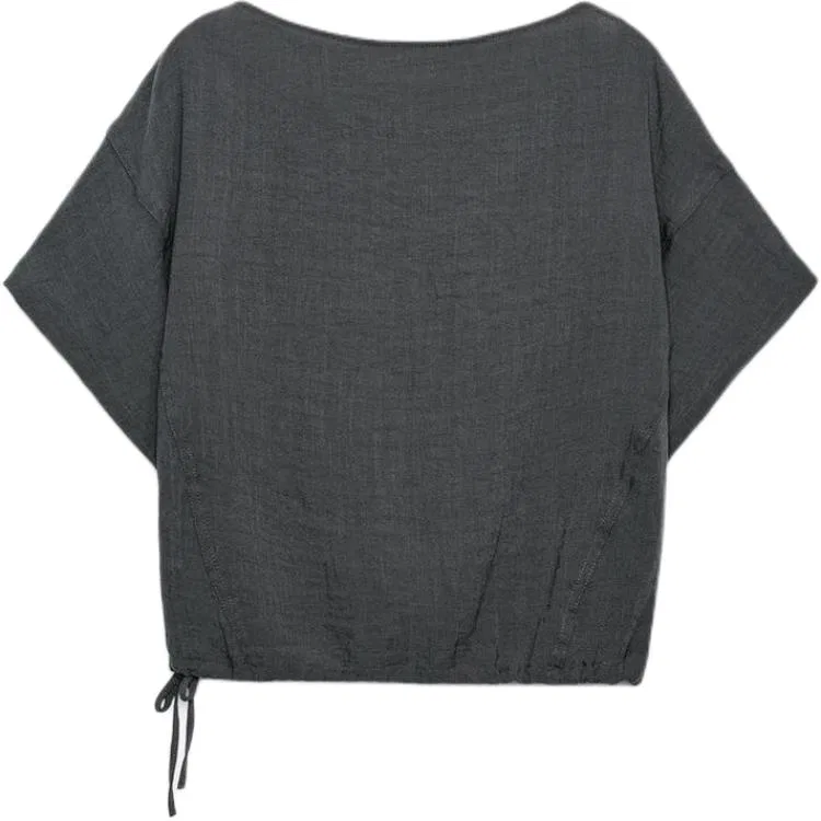 Женская рубашка с круглым вырезом Coal Gray ZARA, Coal Gray — фото 3