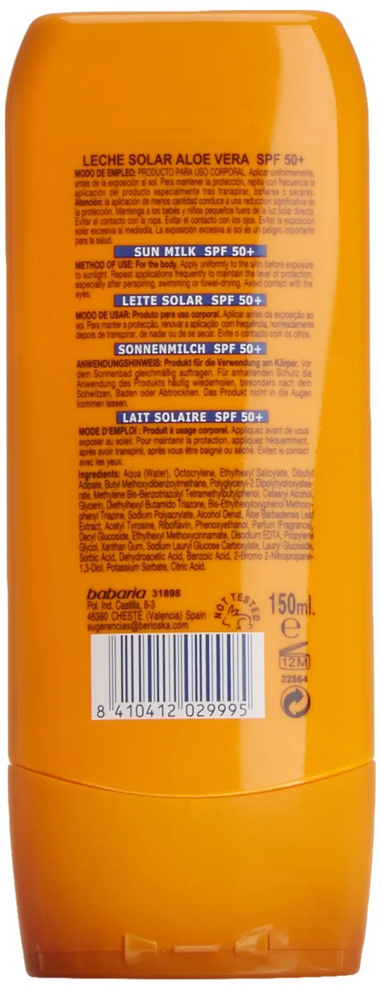 Солнцезащитное молочко SPF50+ с алоэ вера Babaria, 150 мл — фото 3