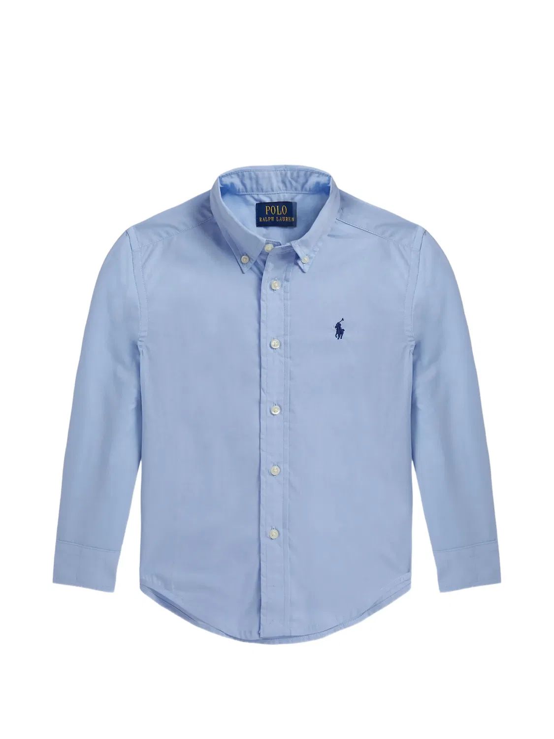Синяя хлопковая рубашка Polo Ralph Lauren, синий