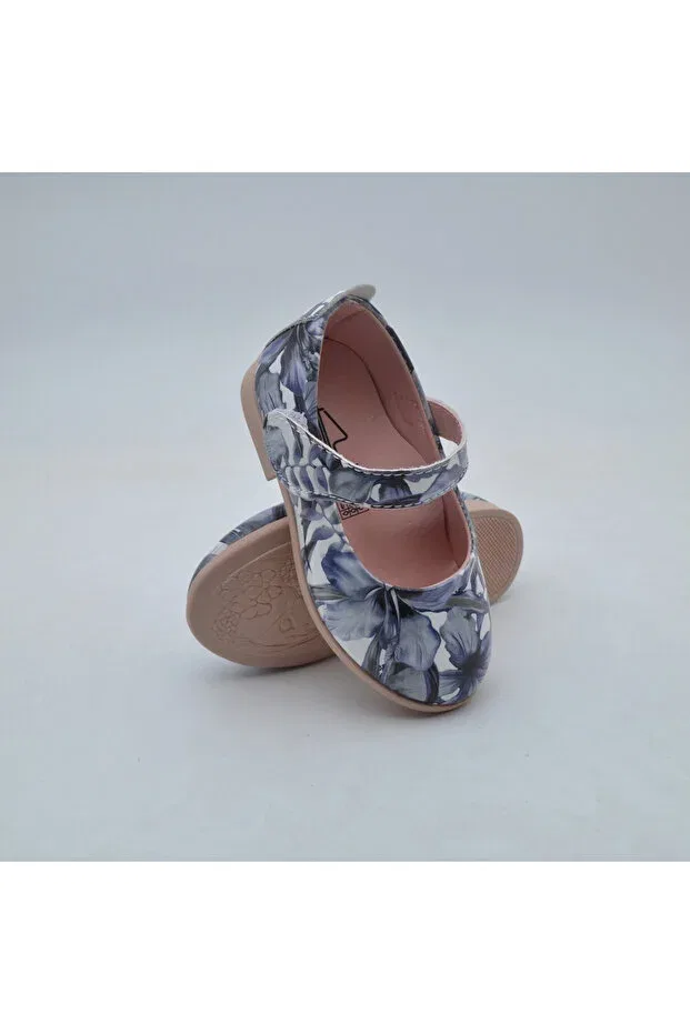 Детские балетки с цветочным принтом Arçın Shoes, Blue — фото 4