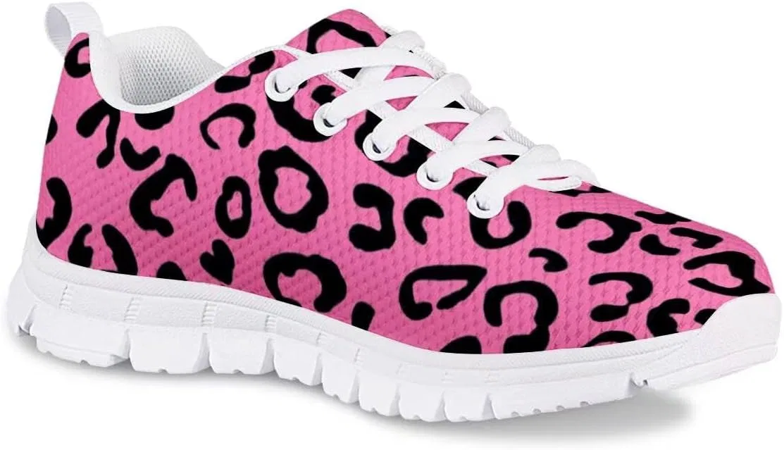 Детские кроссовки для девочек с принтом PinUp Angel Kid Girls Running Sports Sneakers Cute Casual Leopard/Floral Print Walking Shoes PinUp Angel, Pink Leopard — фото 2