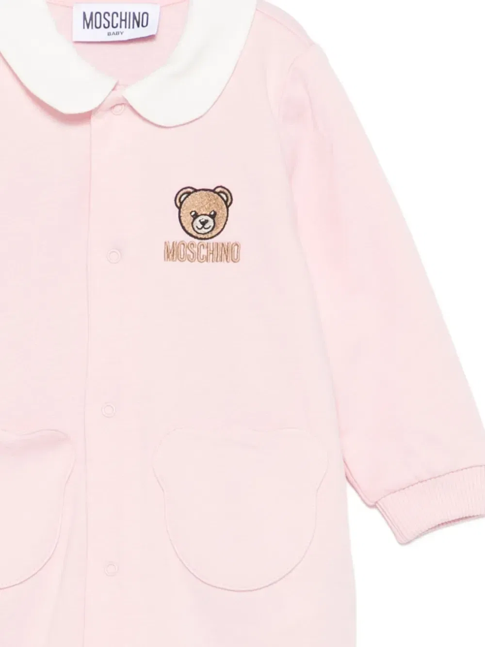 Пижама с вышивкой Тедди и воротником Питер Пэн Moschino Kids, розовый — фото 3
