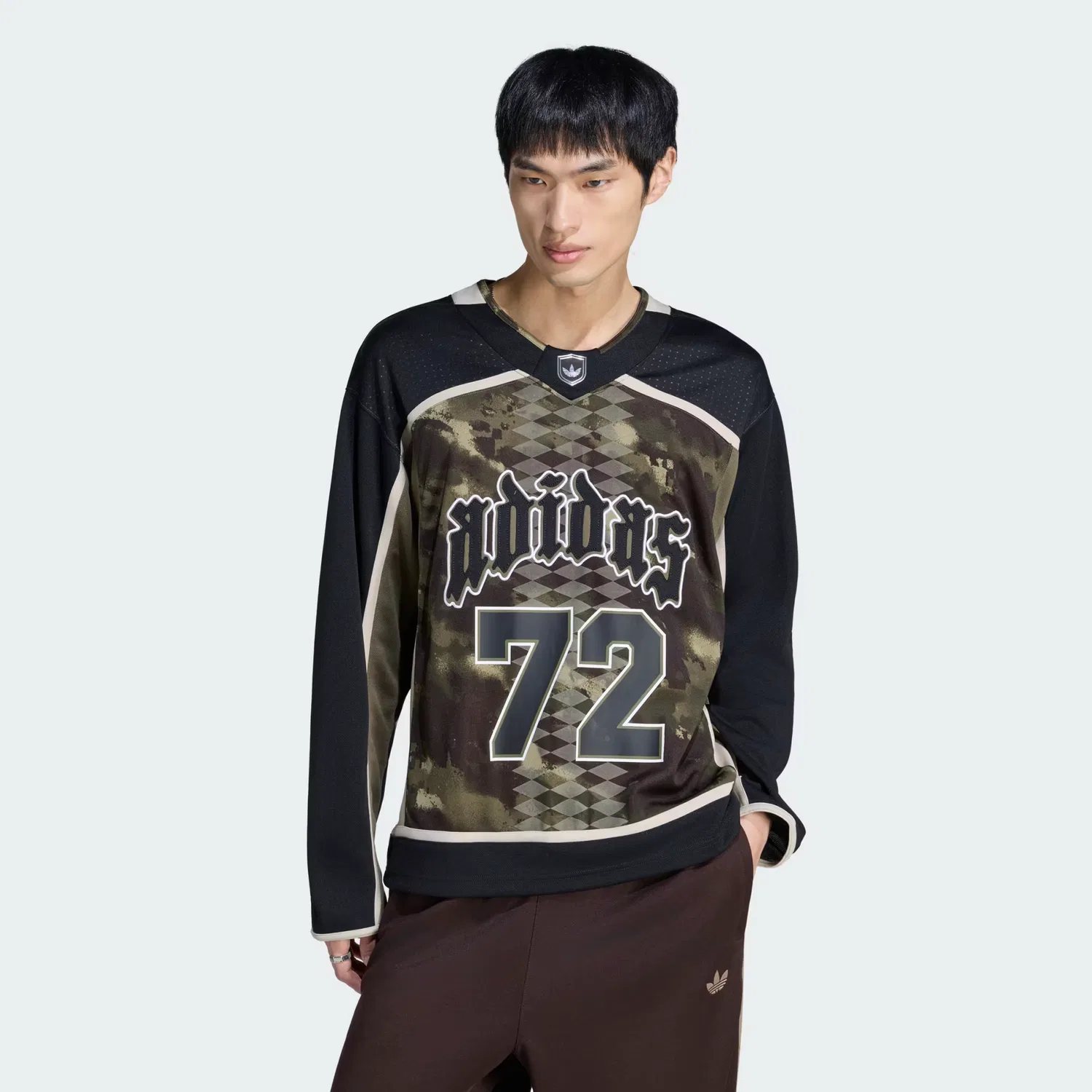 Мужская хоккейная футболка свободного кроя Hockey Jersey Adidas Originals, оливковый