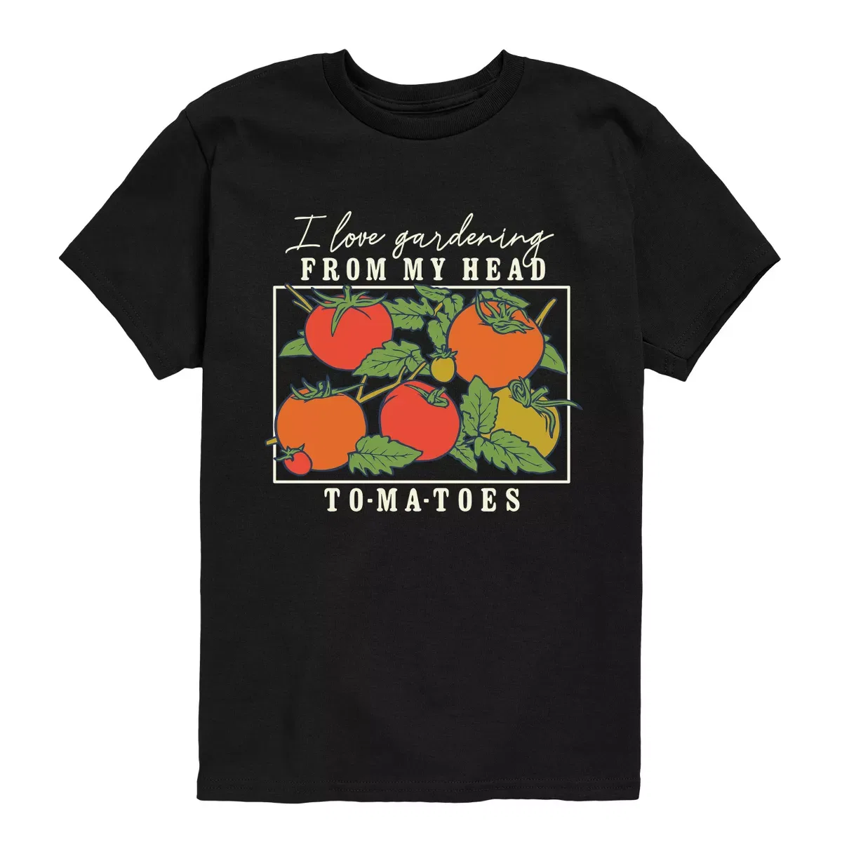 Детская футболка для мальчиков с принтом I Love Gardening From My Head Tomatoes Instant Message, Black