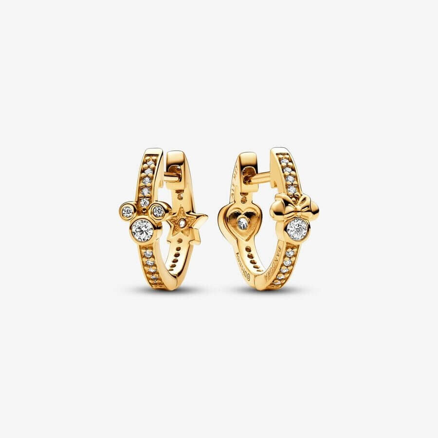 

Серьги-кольца Pandora x Disney Mickey Mouse & Minnie Mouse Sparkling, золото