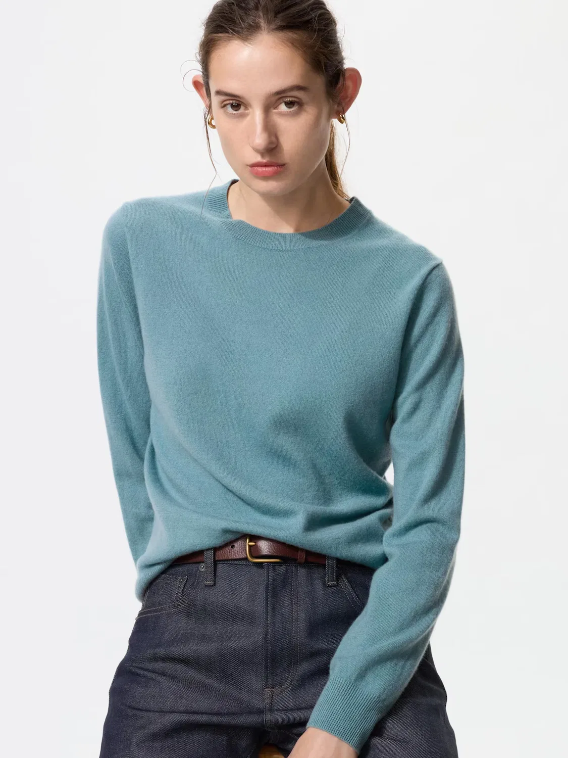 Свитер Uniqlo, кашемировый, зеленый