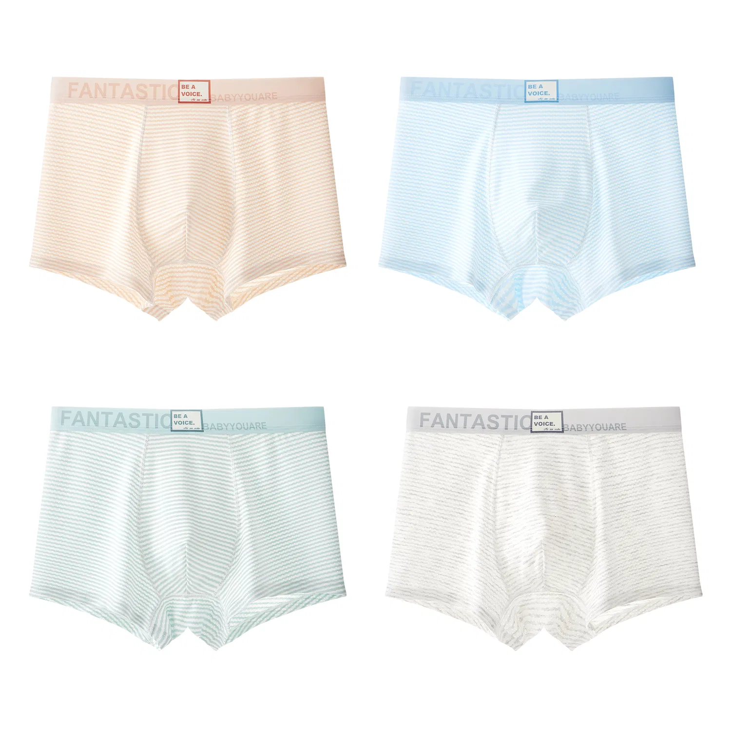 Детские трусы для мальчиков 4 Pack Light Orange Light Blue Light Green Light Gray MIIOW