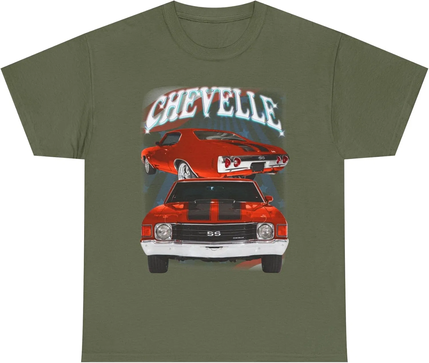 Женская футболка с принтом Red 1972 Chevelle, Military Green