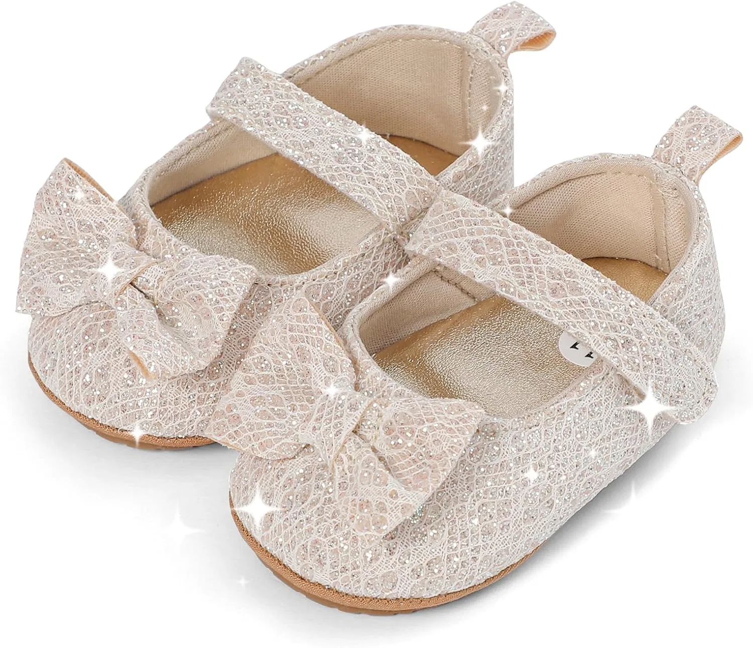 Детские туфли Мэри Джейн с пайетками для девочек ESTAMICO, Beige