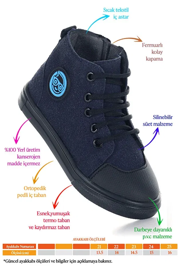Детские ботинки для мальчиков на липучках Kai Kiko Kids, Navy Blue — фото 2