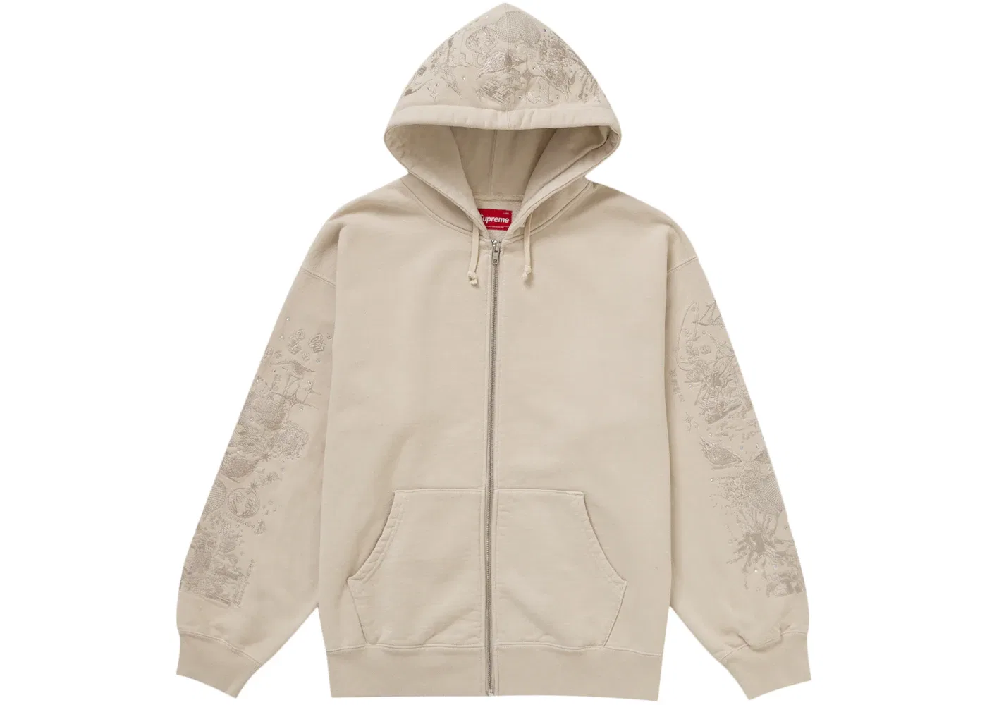 Мужская худи на молнии Supreme AOI Zip Up Hooded Sweatshirt, Natural