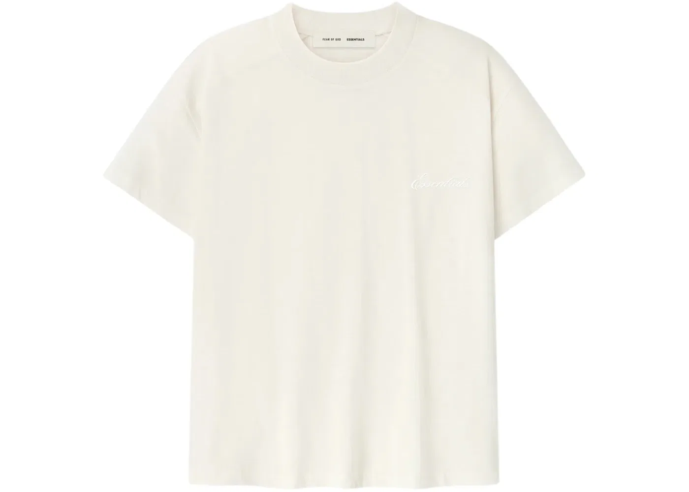 Женская футболка с вышивкой Fear of God Essentials Tee, Ivory