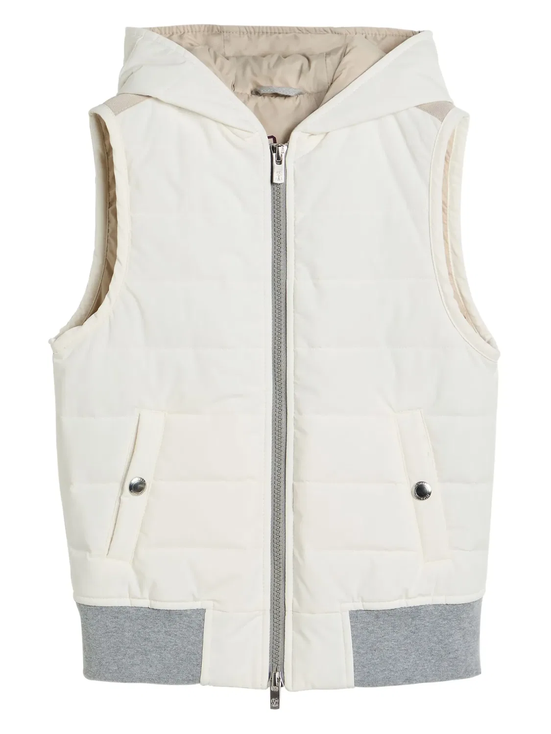 Жилет из бондированной тафты Brunello Cucinelli, нейтральные