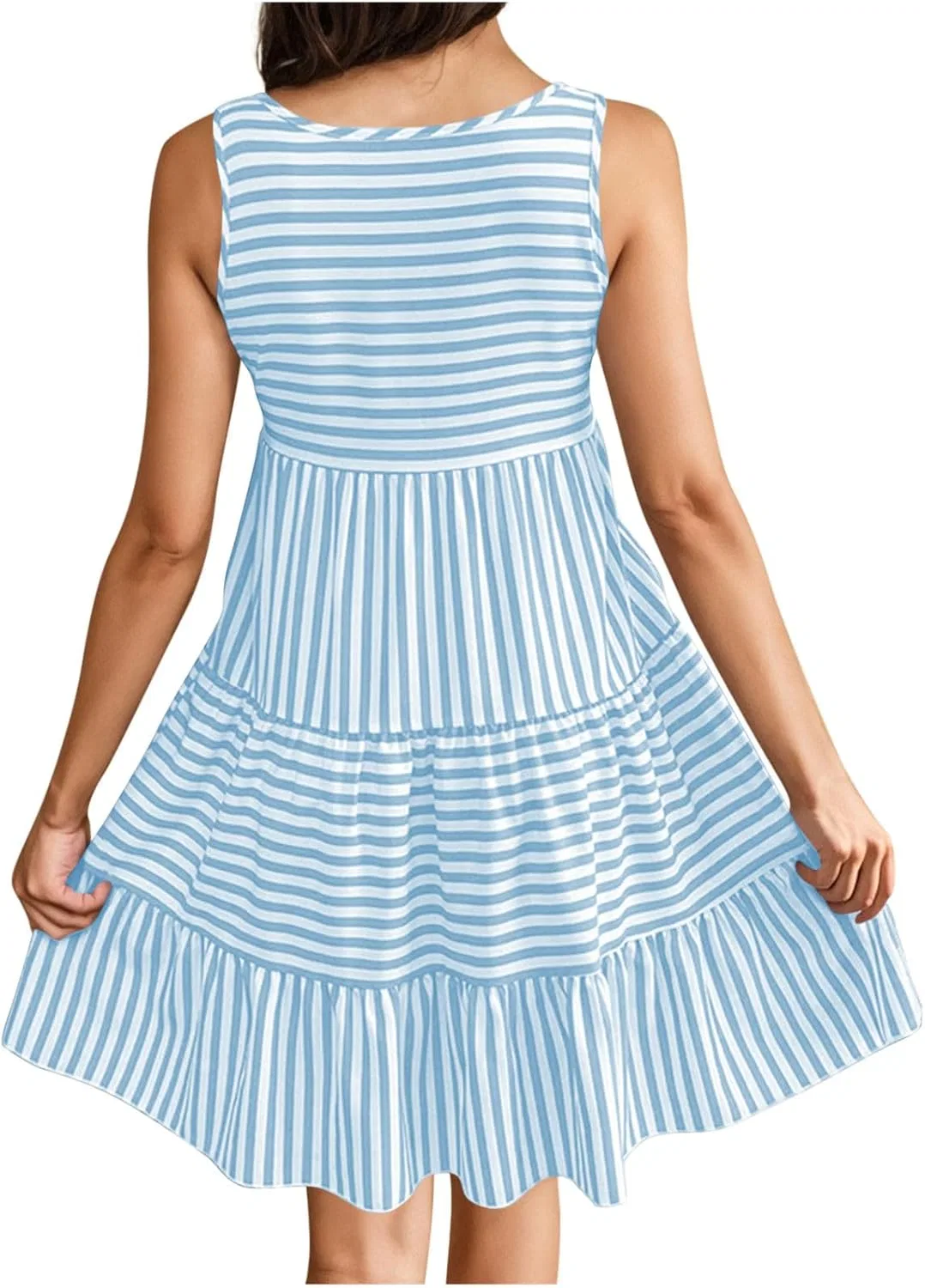 Женское летнее платье макси с воланами и рюшами, Light Blue — фото 4