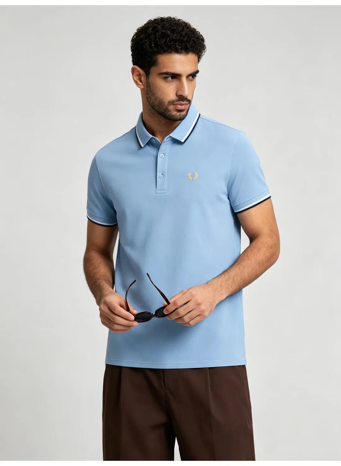 Поло с контрастными полосками, короткий рукав, Fred Perry, синий — фото 4