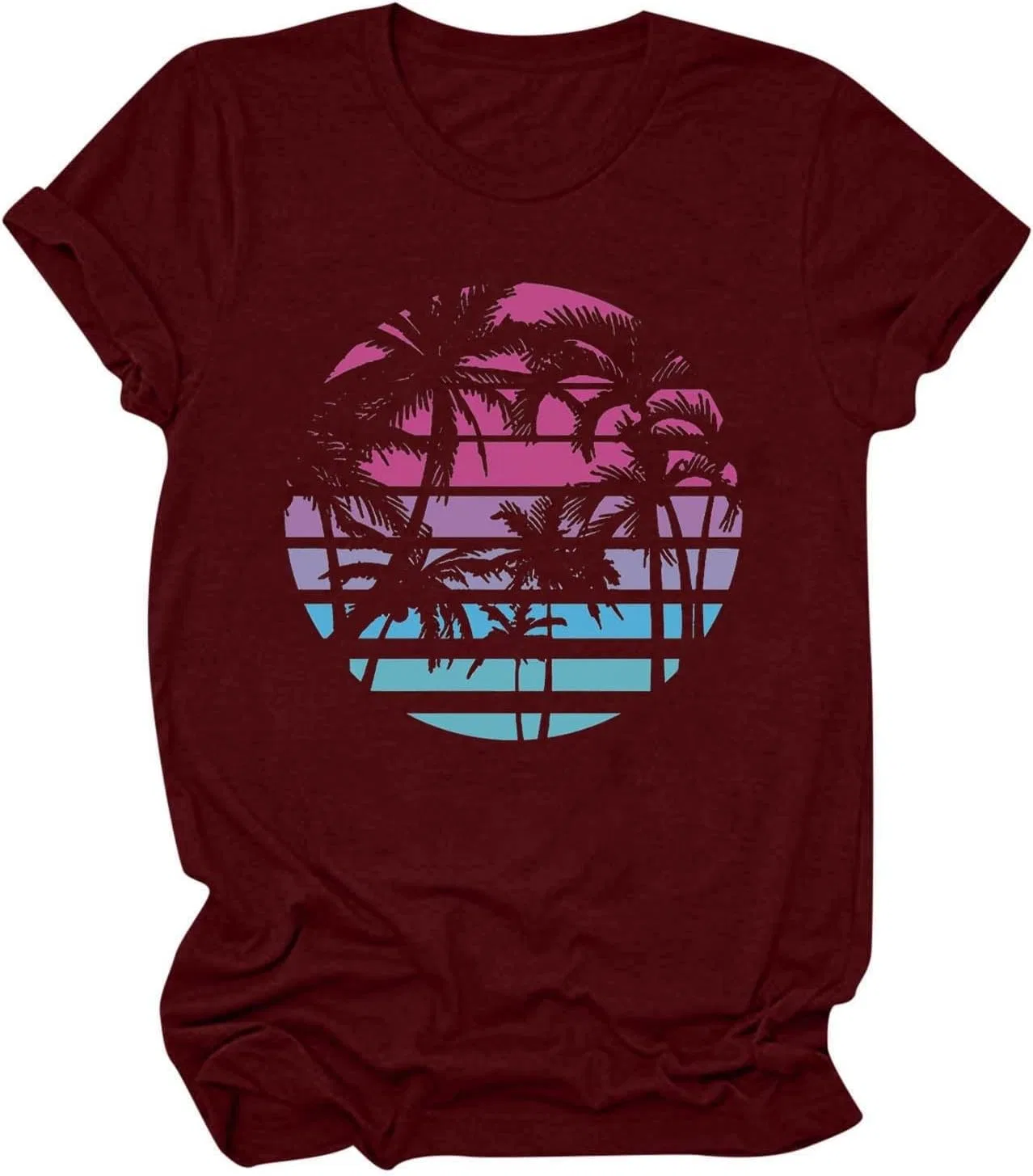 Женская футболка с пальмами Summer Tops, A03_wine
