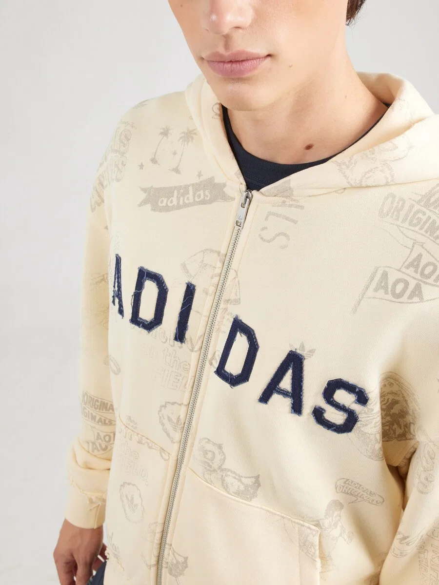 Худи на молнии ADIDAS ORIGINALS 'AOA' бежевого цвета, Kitt — фото 3