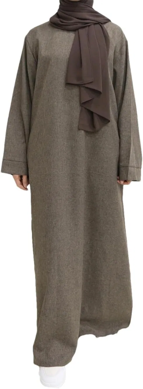 Женское свободное платье-абая с длинным рукавом, Dark Brown