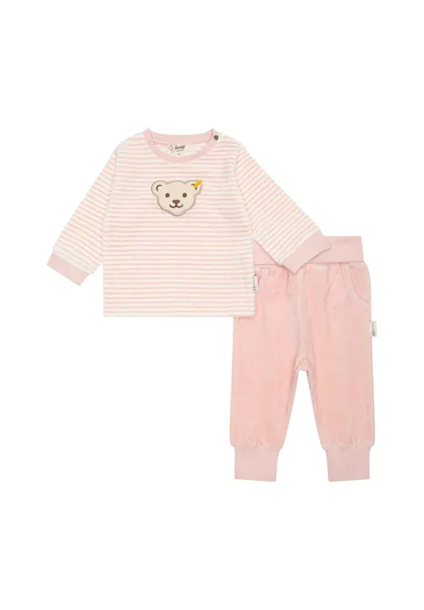 Комплект из свитшота и брюк полосатый Gots set Steiff Pink, розовый