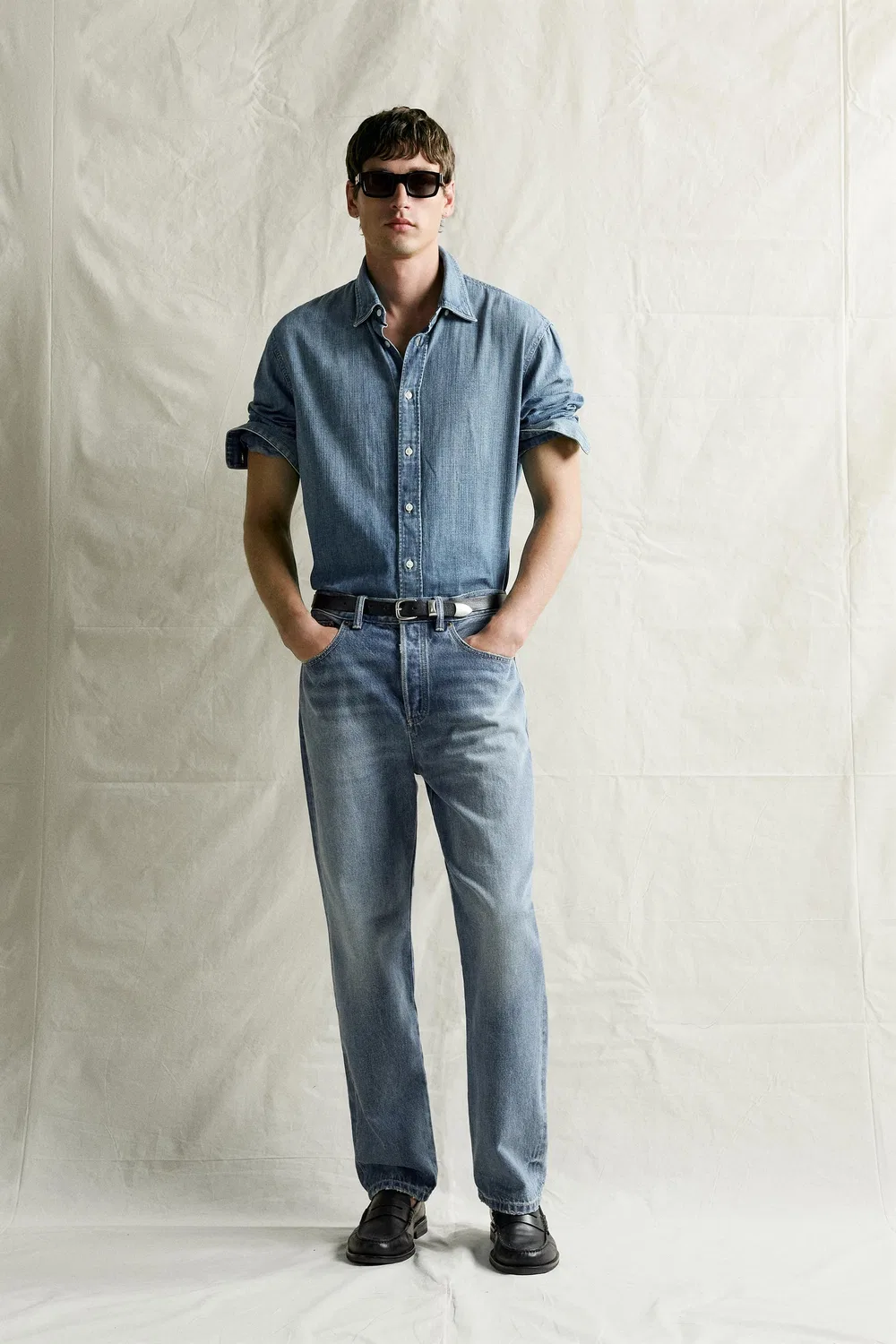 Джинсовая рубашка стандартного кроя ZARA, Light blue