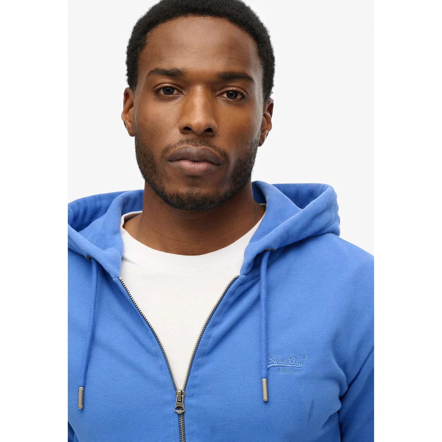 Мужской капюзонный толстовка-свитшот с логотипом Superdry, Chambray Blue — фото 4
