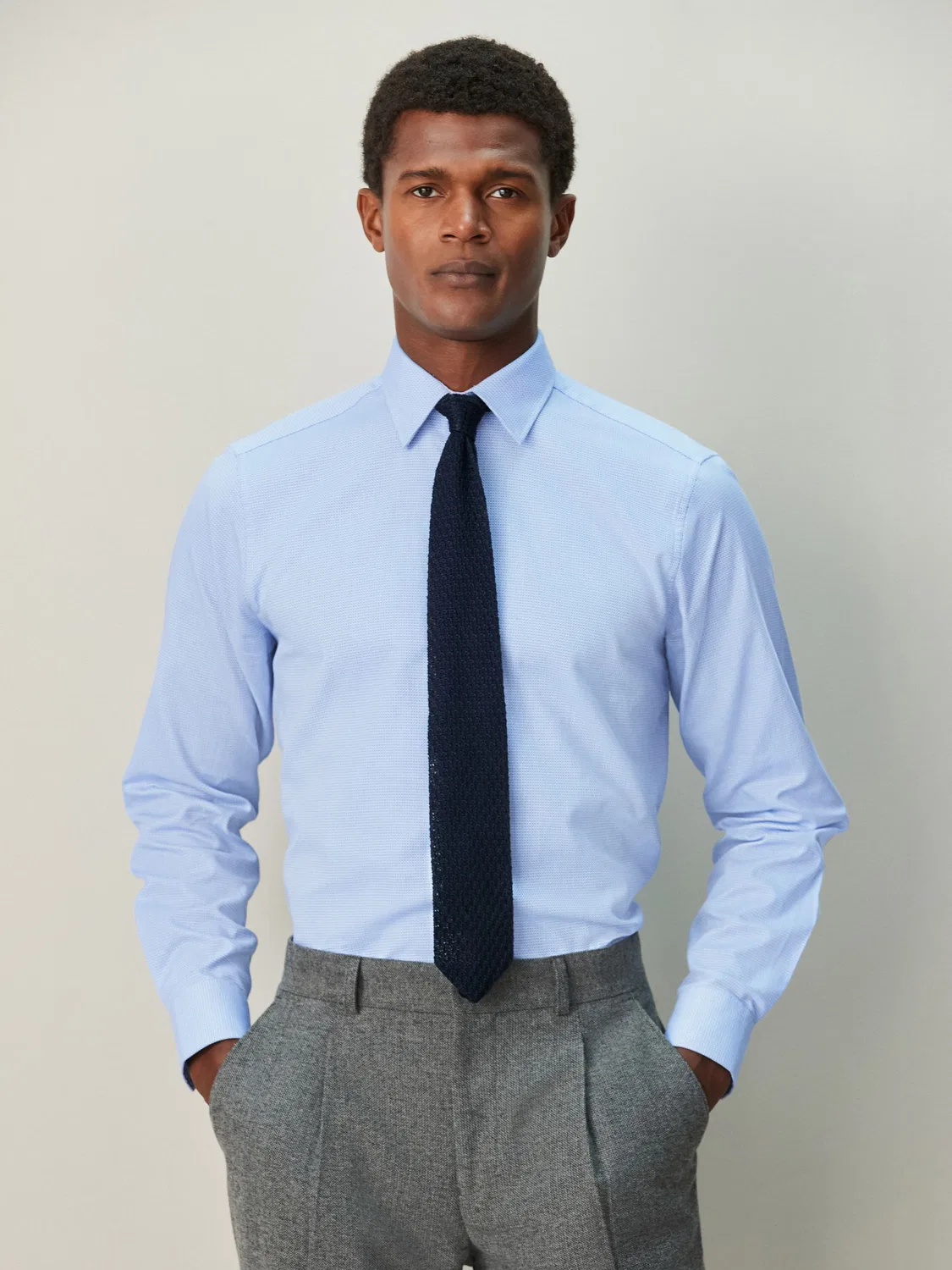 Рубашка формальная с текстурой, Slim Fit Next, синий