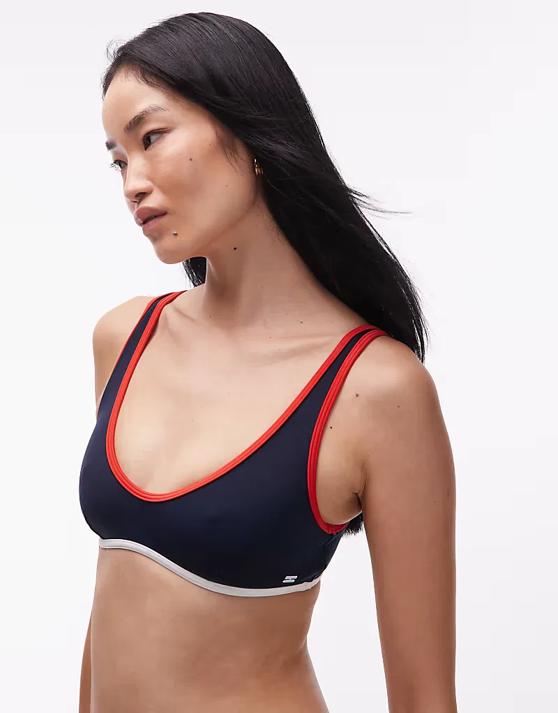 Бикини-топ Tommy Hilfiger с вырезом-лодочкой, темно-синий